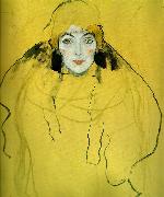 Gustav Klimt en face - portratt av kvinna, oil painting on canvas